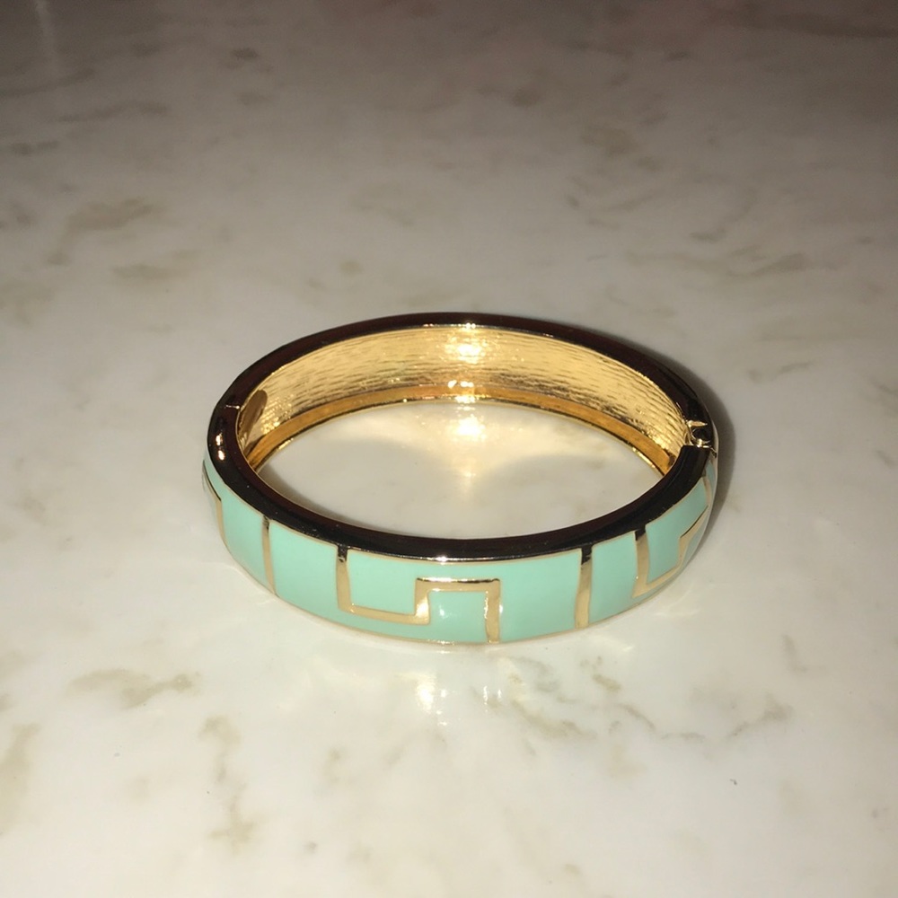 Mint Green & Gold Bangle Bracelet—NEW